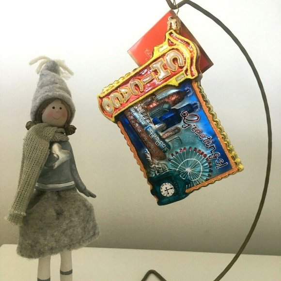 ✨ NEW Authentic Christopher Radko CHICAGO Greetings Postcard Rare Glass Ornament - Picture 6 of 7